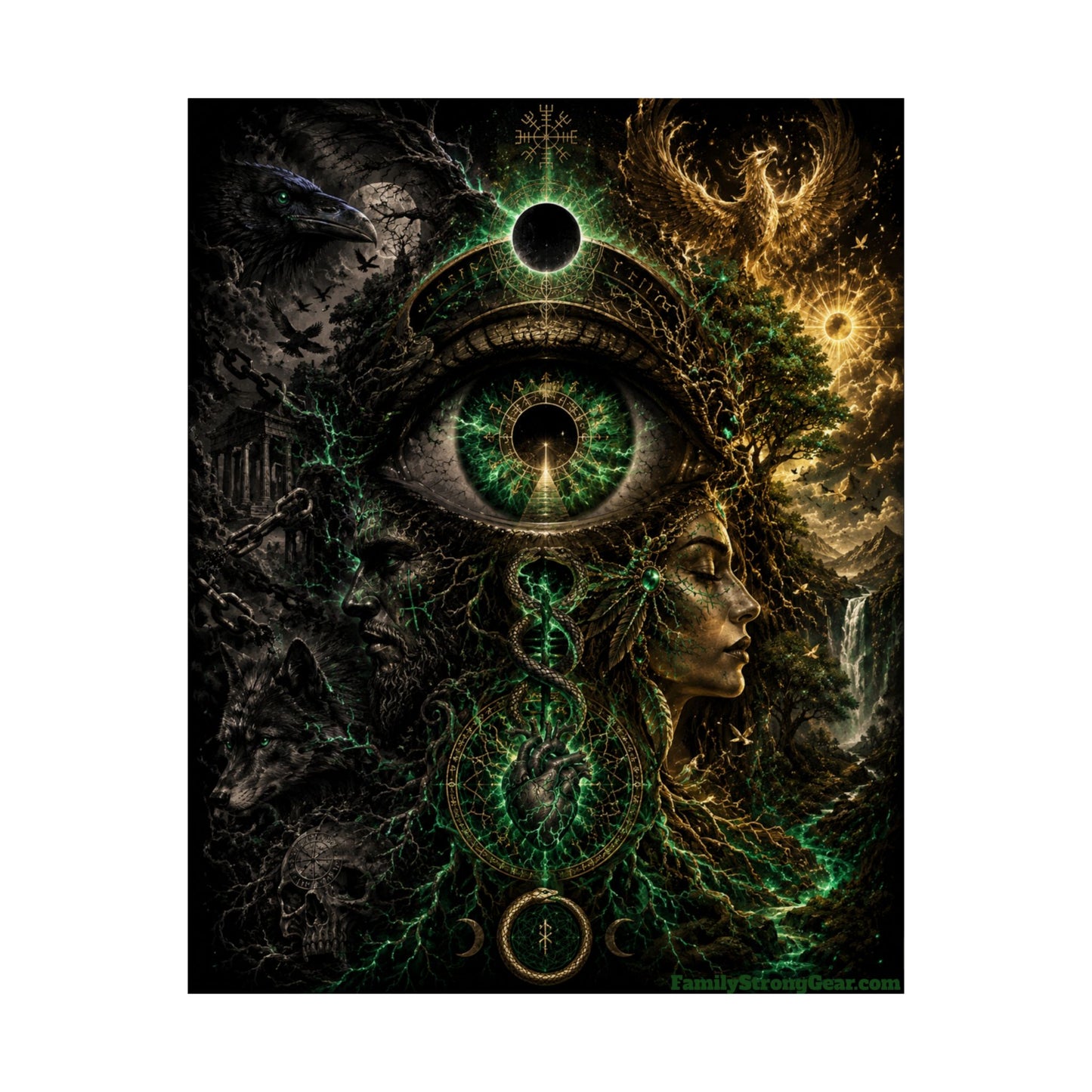 The Emerald Awakening — Mystical Eye Wall Art Poster