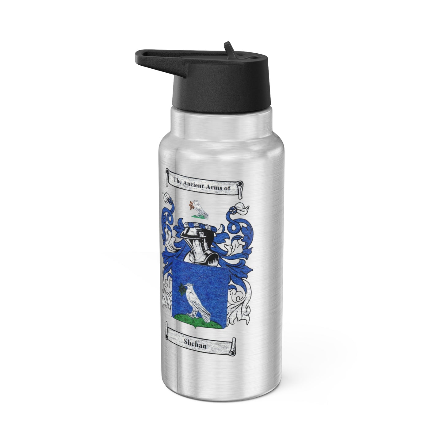 32oz Family Crest Tumbler — Personalized Coat of Arms Water Bottle