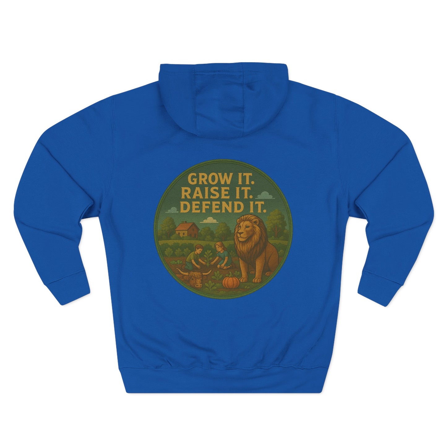 Grow It, Raise It, Defend It-Unisex Fleece Hoodie (S-3XL), multiple colors.
