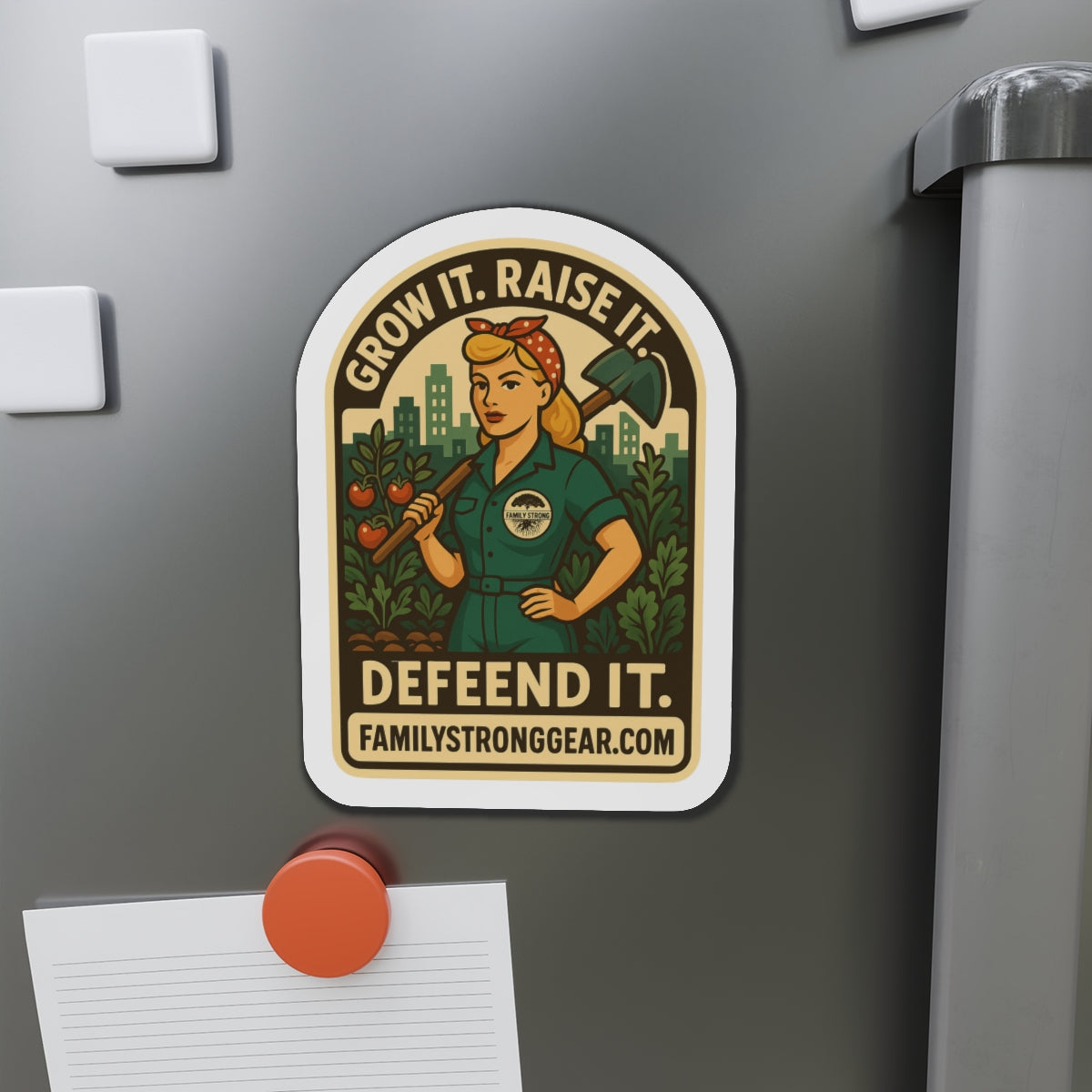 "Grow It. Raise It. Defend It." Vintage-Inspired Die-Cut Magnet (3 sizes)