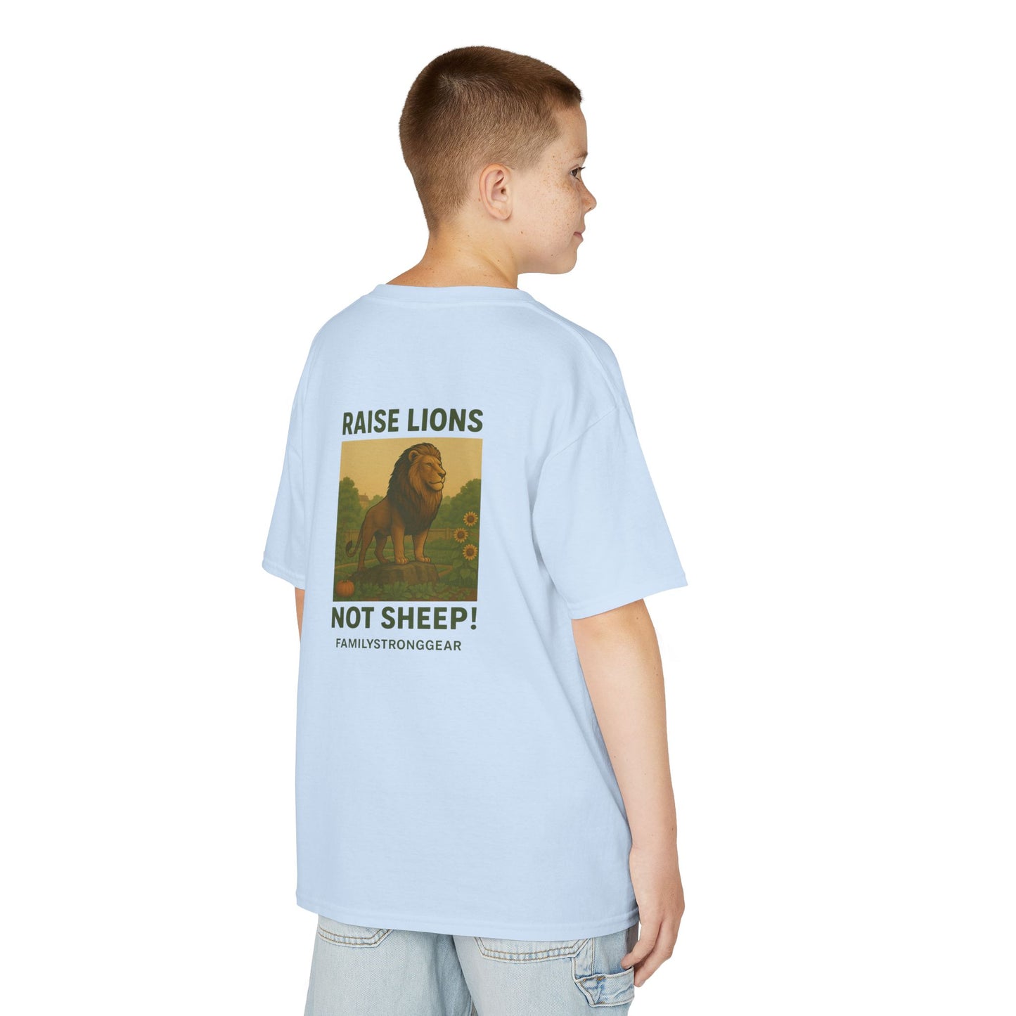 "Raise Lions Not Sheep" Kids Graphic Heavy Cotton Tee