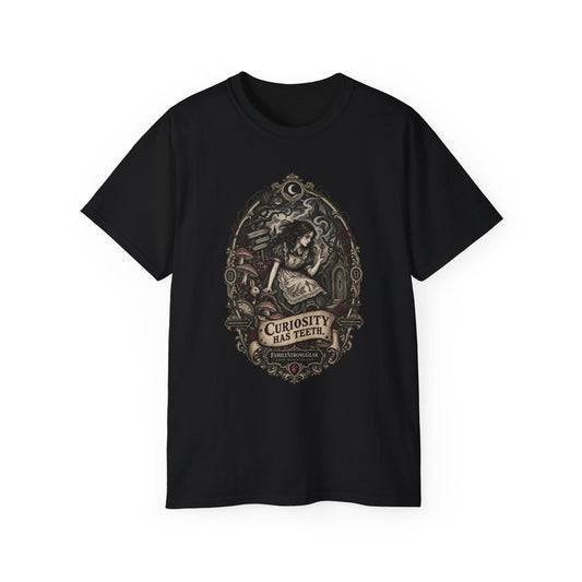 Dark Wonderland — Alice “Curiosity Has Teeth” Unisex Tee