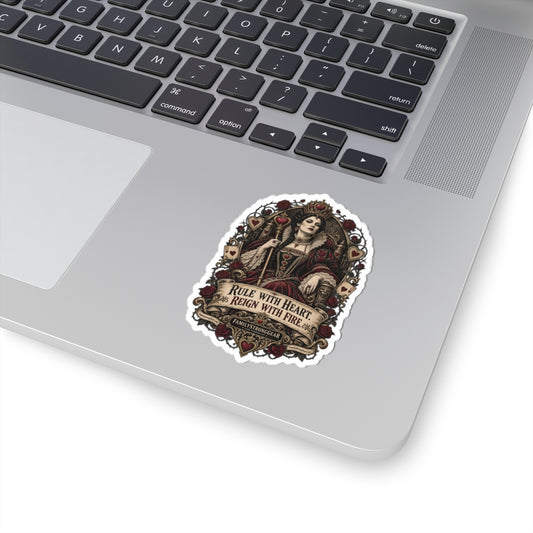 Dark Wonderland — Queen of Hearts “Rule with Heart, Reign with Fire” Kiss-Cut Sticker